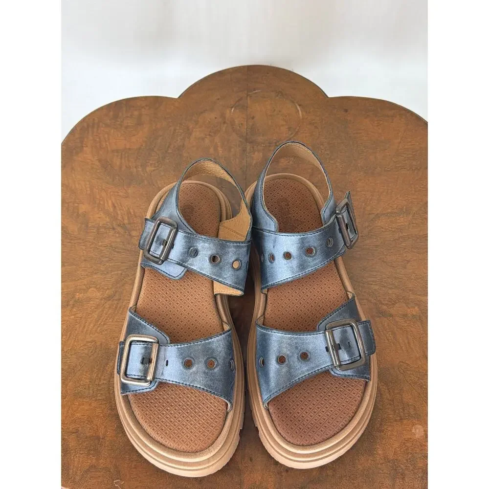 NIB Casta Portugal Blue Leather Strappy Comfort Sandal #0574 EU 38